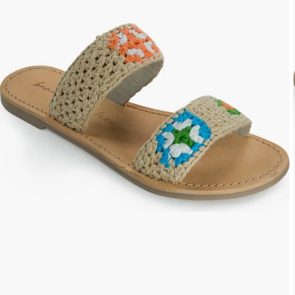 Band Of The Free(Free People)Aquara Crochet Slide Sandal N Natural Combo NWOT 10